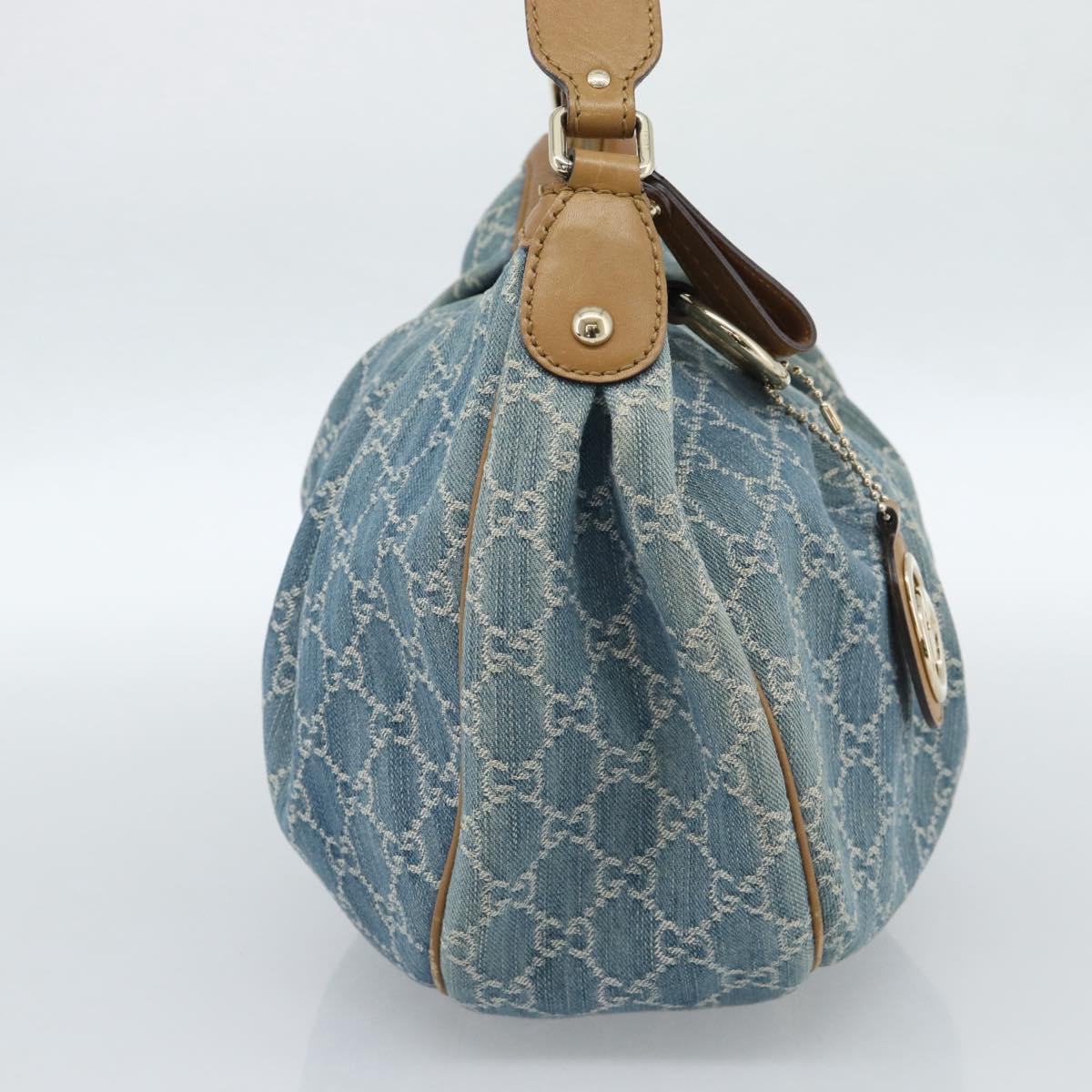 GUCCI GG Canvas Sukey Shoulder Bag Blue Gold 232955 Auth 185491V