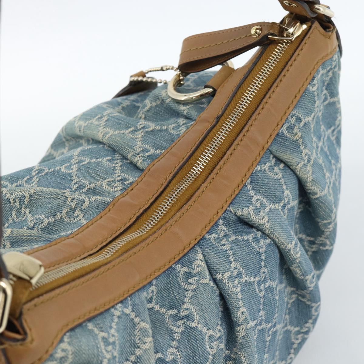 GUCCI GG Canvas Sukey Shoulder Bag Blue Gold 232955 Auth 185491V