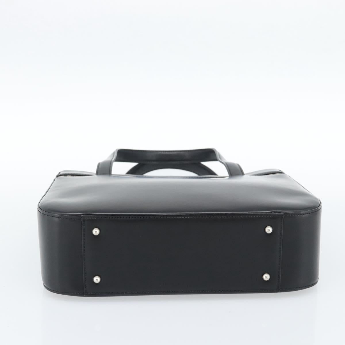 Burberrys Hand Bag Leather Black Silver Auth 185493A