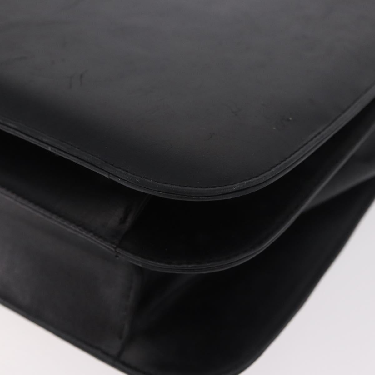 CELINE Horse Carriage Shoulder Bag Leather Black Gold Auth 185494