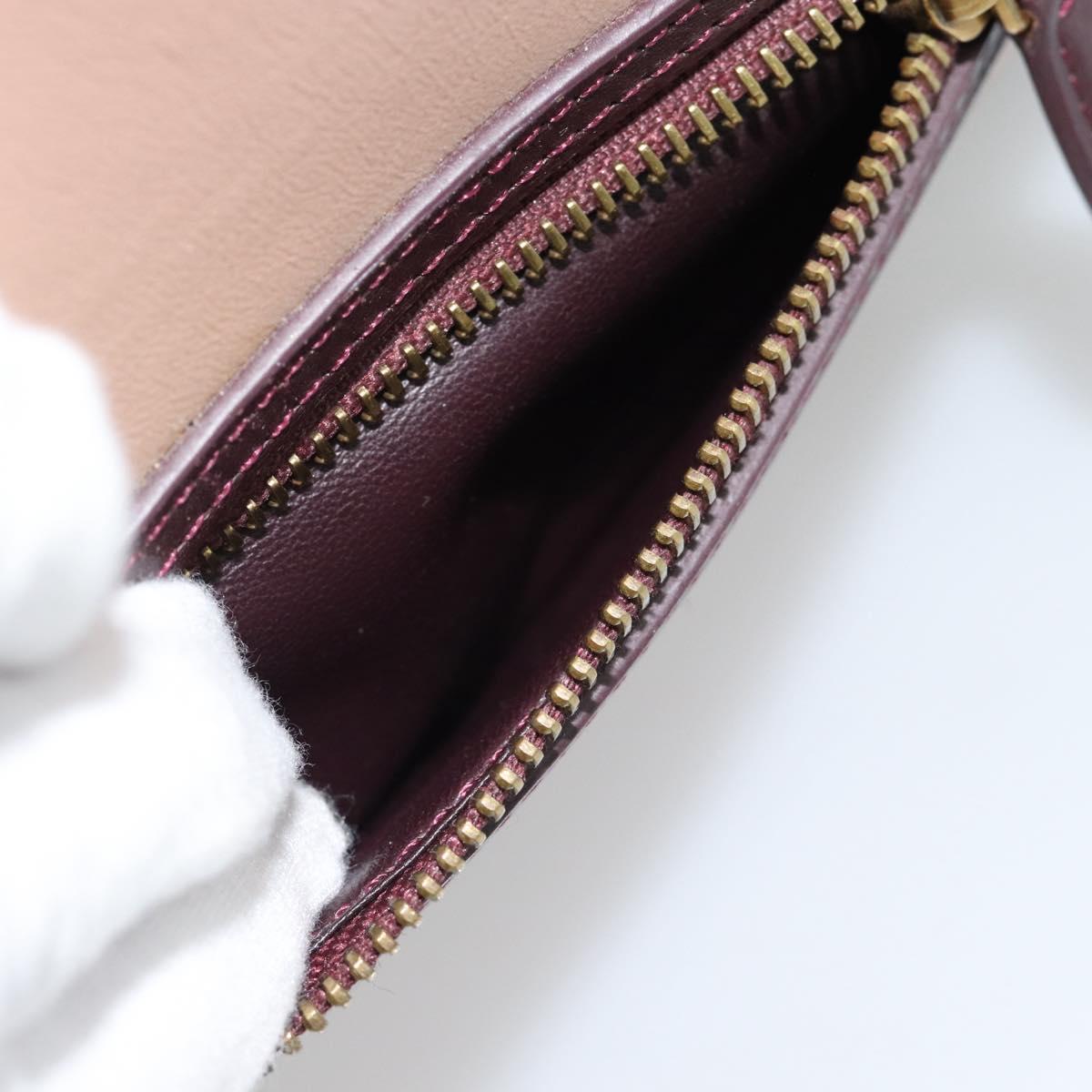 CELINE Luggage Micro Shopper Hand Bag Leather Bordeaux Gold Auth 185495A