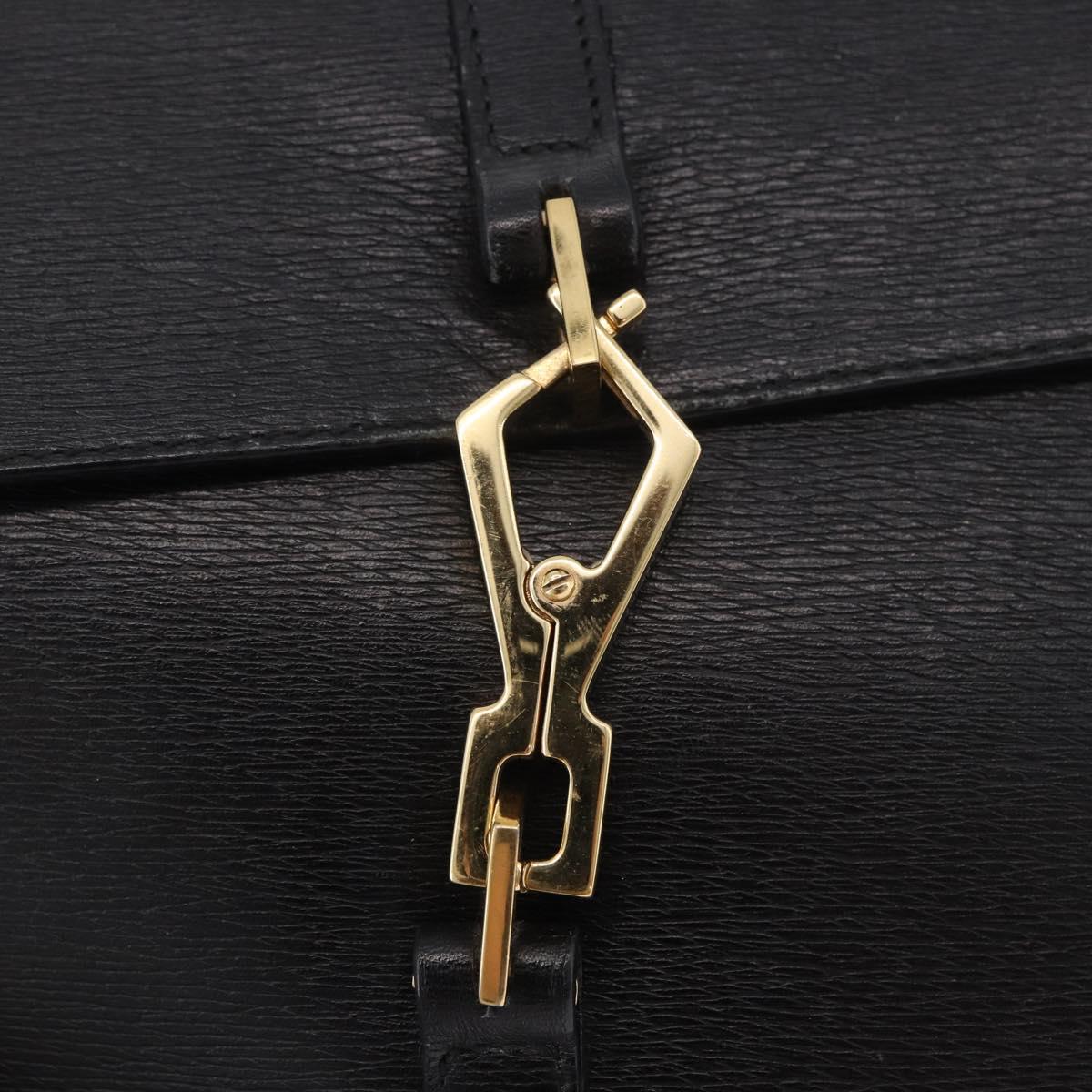 GUCCI Bamboo Shoulder Bag Leather Black Gold 001 4096 Auth 185498
