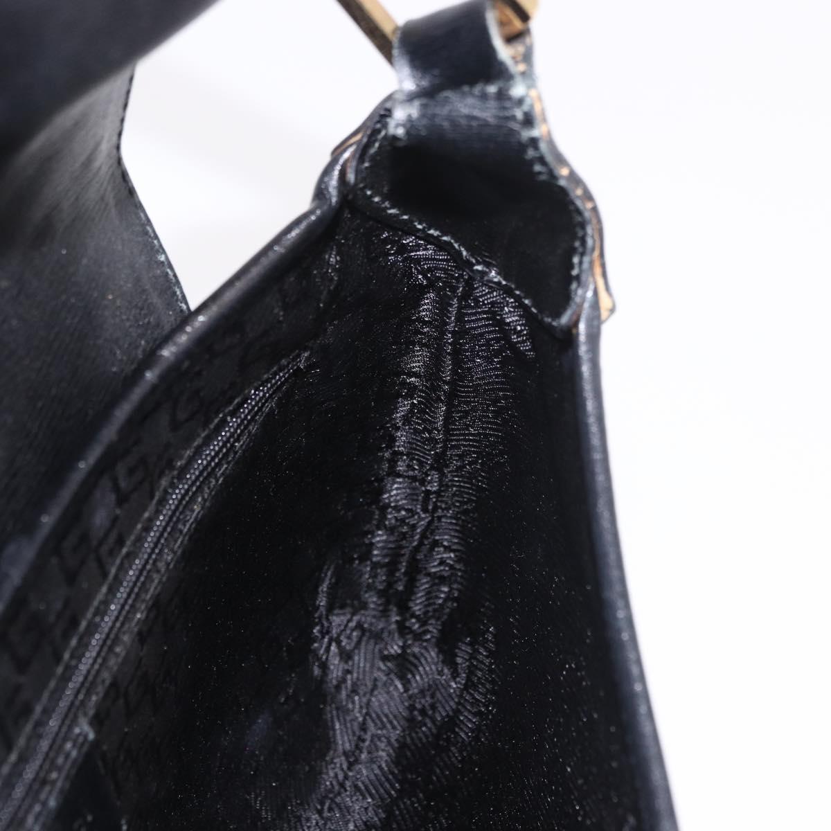 GUCCI Bamboo Shoulder Bag Leather Black Gold 001 4096 Auth 185498