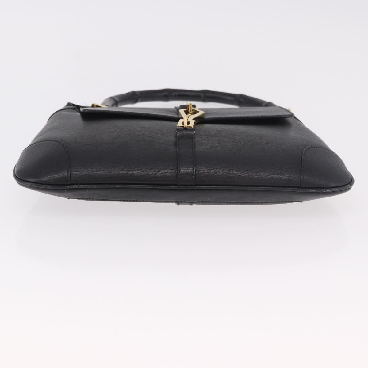 GUCCI Bamboo Shoulder Bag Leather Black Gold 001 4096 Auth 185498