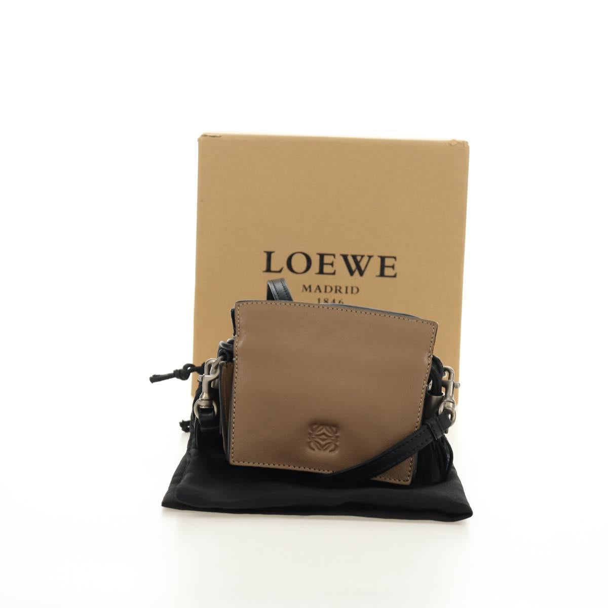 LOEWE Pouch Shoulder Bag Leather Brown Auth 185499V