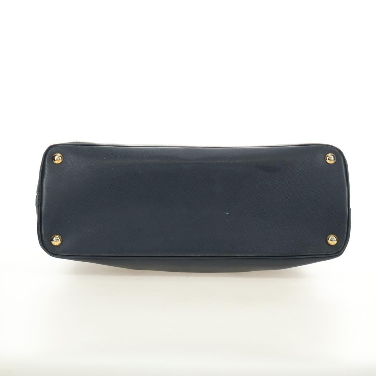 PRADA Hand Bag Saffiano leather Navy Gold Auth 185501V