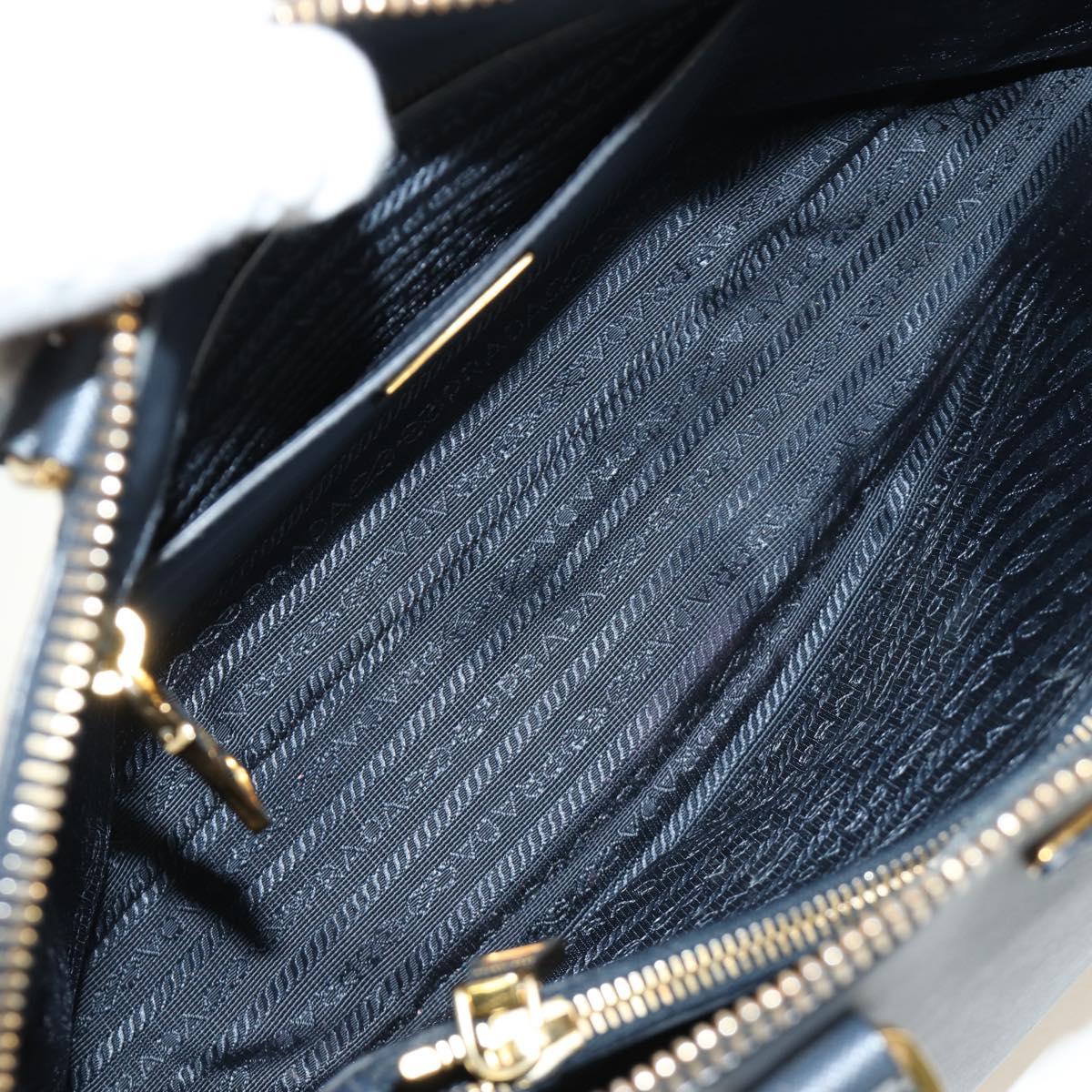 PRADA Hand Bag Saffiano leather Navy Gold Auth 185501V