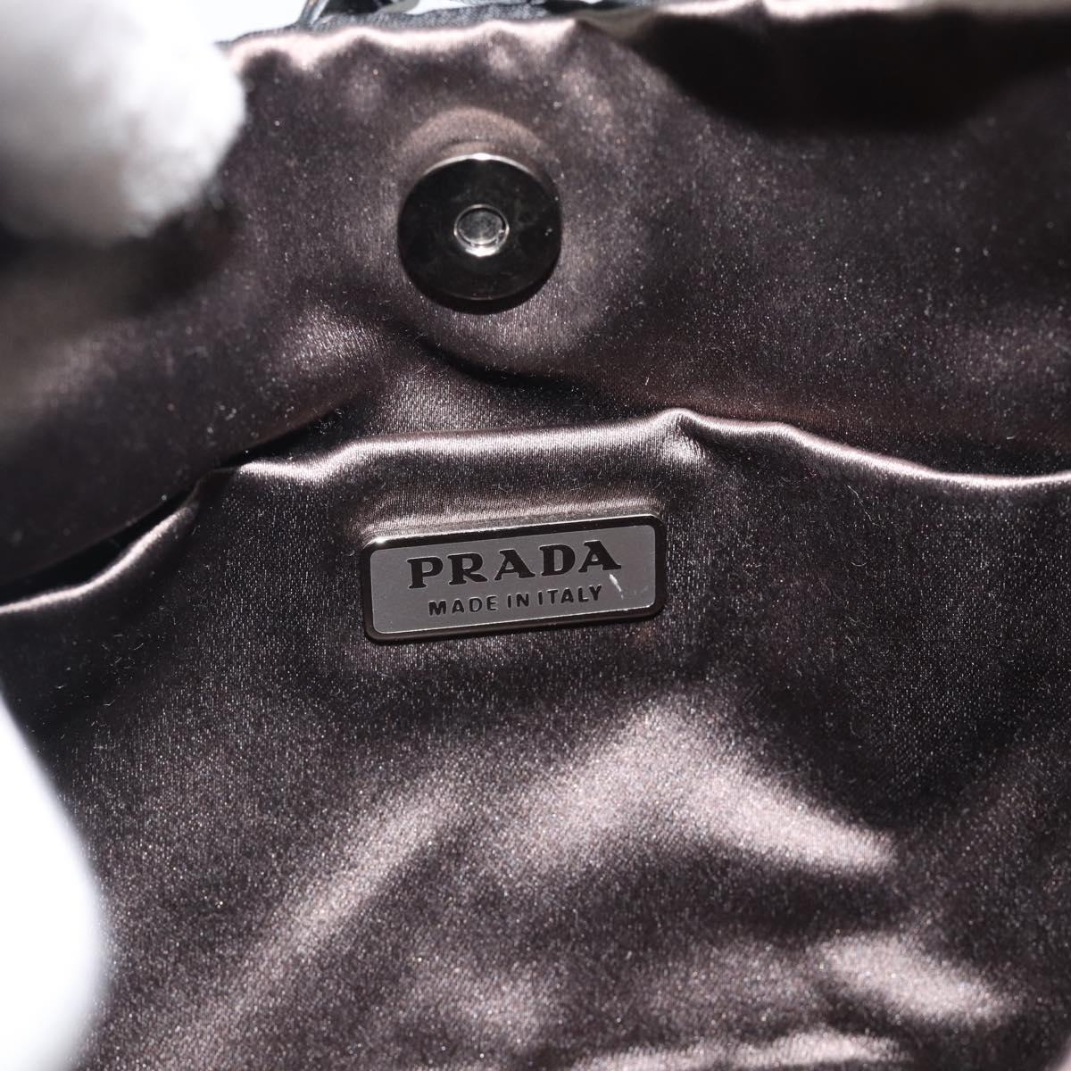 PRADA Hand Pouch Hand Bag Nylon Black Silver Auth 185505V