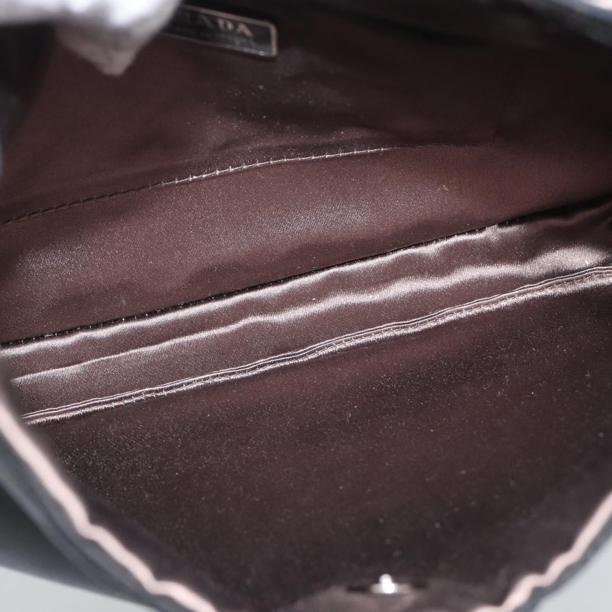 PRADA Hand Pouch Hand Bag Nylon Black Silver Auth 185505V