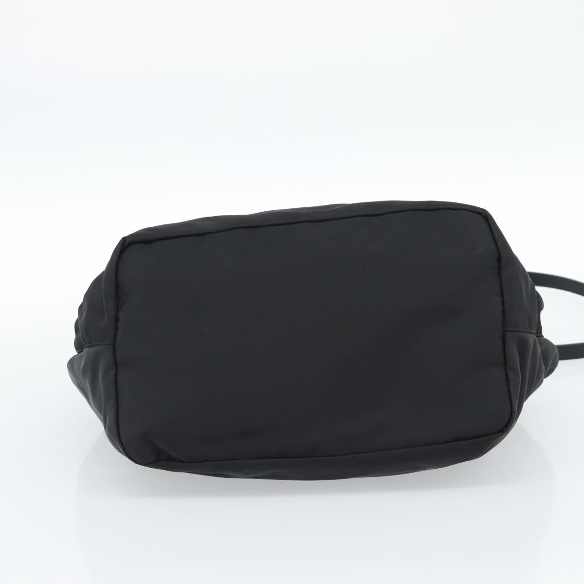 PRADA Ribbon Hand Bag Nylon 2way Black Gold Auth 185506V