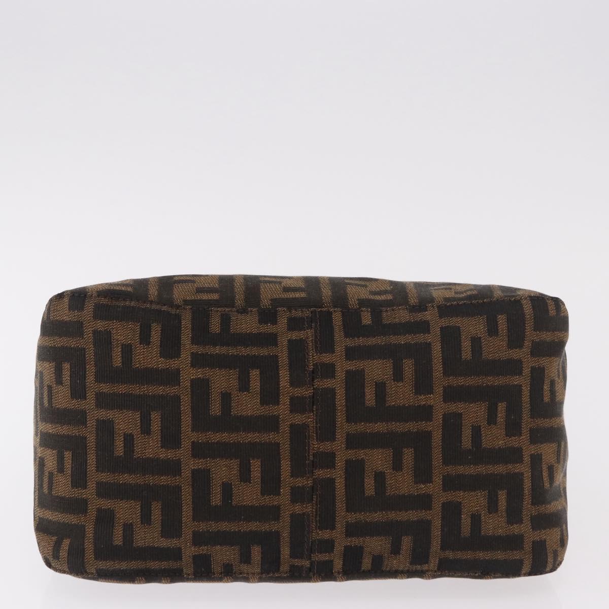 FENDI Zucca Canvas Mamma Baguette Shoulder Bag Black Brown Auth 185507SAV