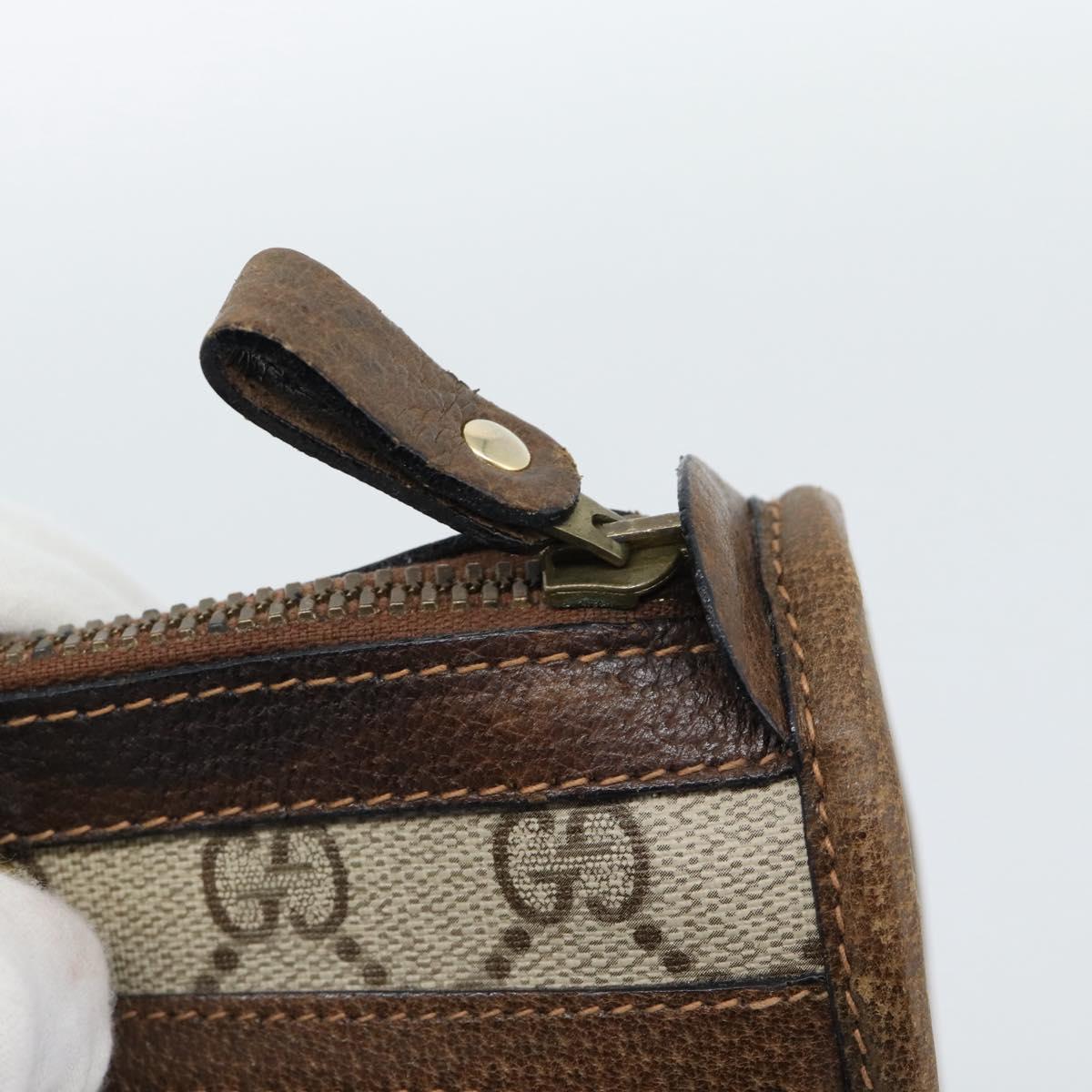 GUCCI GG Supreme Web Sherry Line Hand Bag PVC Beige Gold Auth 185508