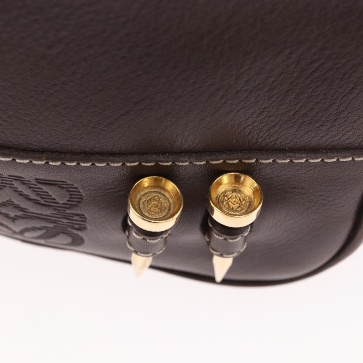 LOEWE Shoulder Bag Leather Brown Gold Auth 185510A