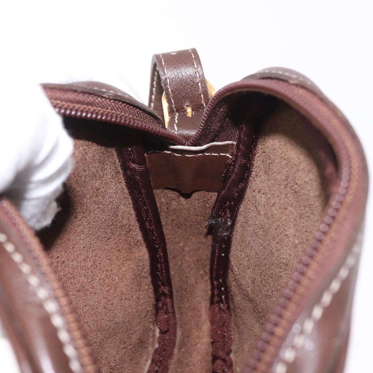 LOEWE Shoulder Bag Leather Brown Gold Auth 185510A