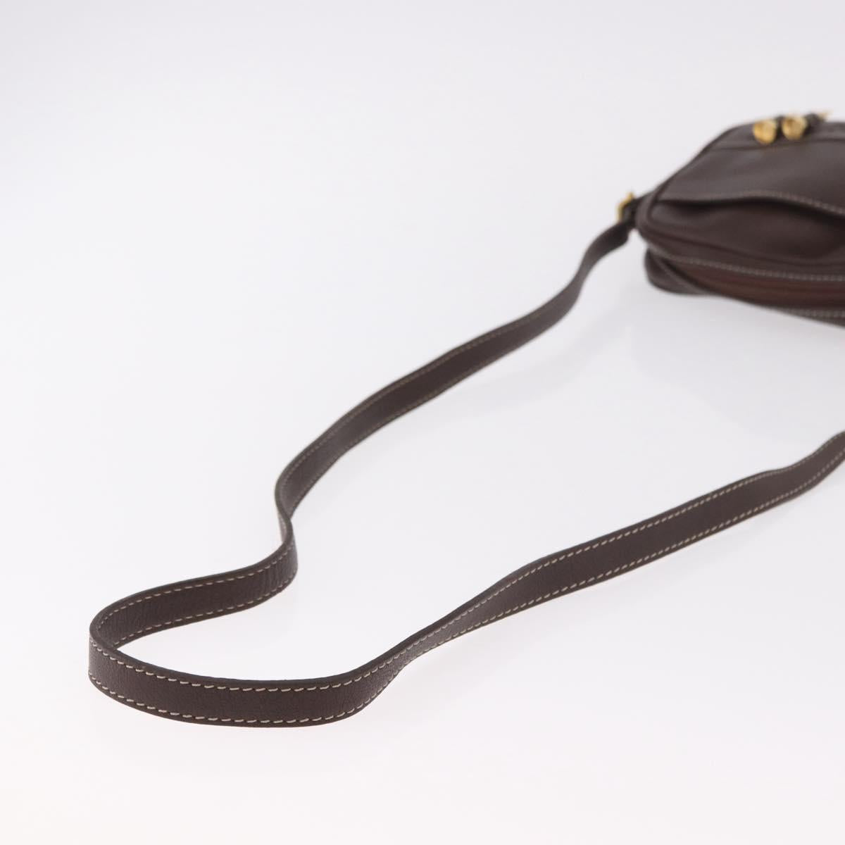 LOEWE Shoulder Bag Leather Brown Gold Auth 185510A