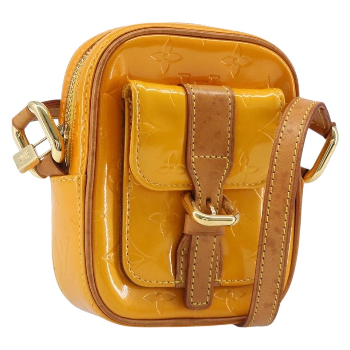 LOUIS VUITTON Monogram Vernis Christie PM Shoulder Bag Jaune M91110 Auth 185531