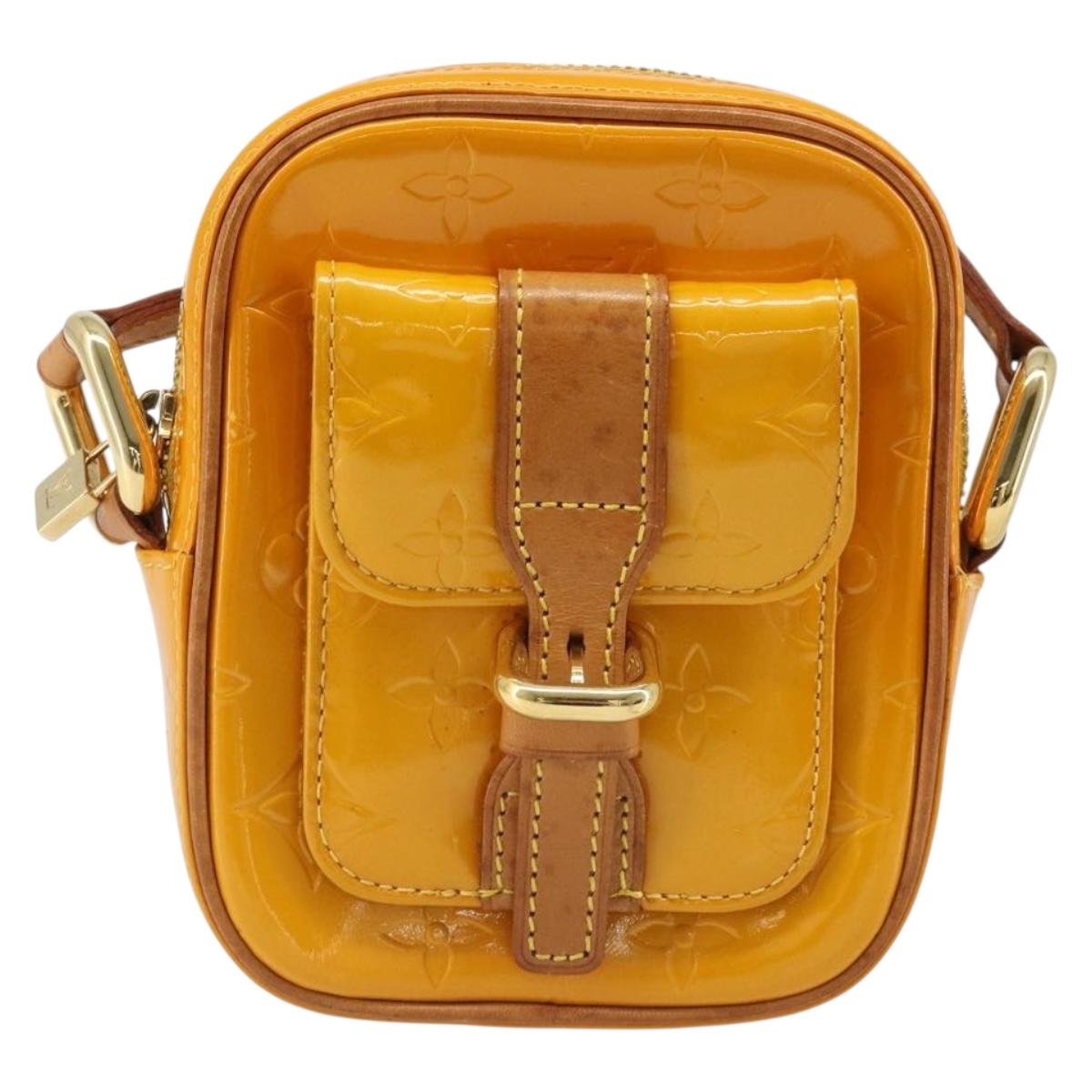 LOUIS VUITTON Monogram Vernis Christie PM Shoulder Bag Jaune M91110 Auth 185531