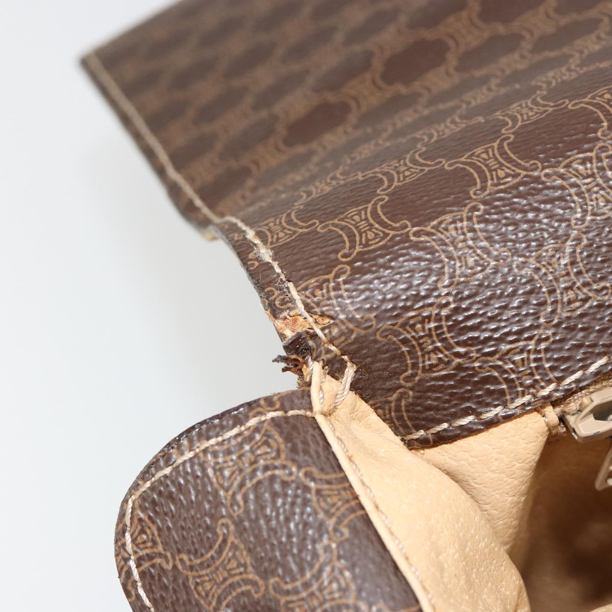 CELINE Macadam Canvas Shoulder Bag PVC Leather Brown Gold Auth 185532