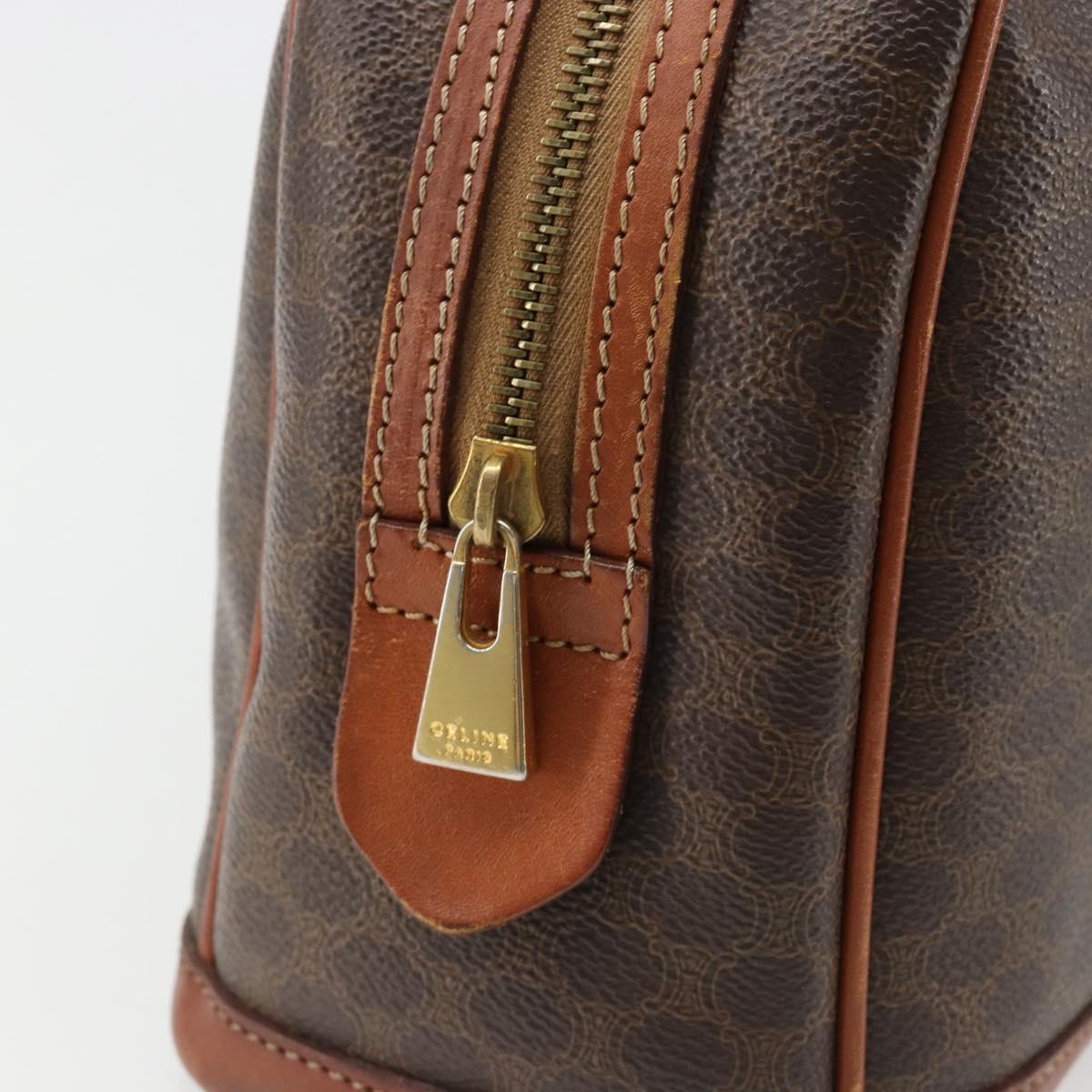 CELINE Macadam Canvas Hand Bag PVC Leather Brown Gold Auth 185533
