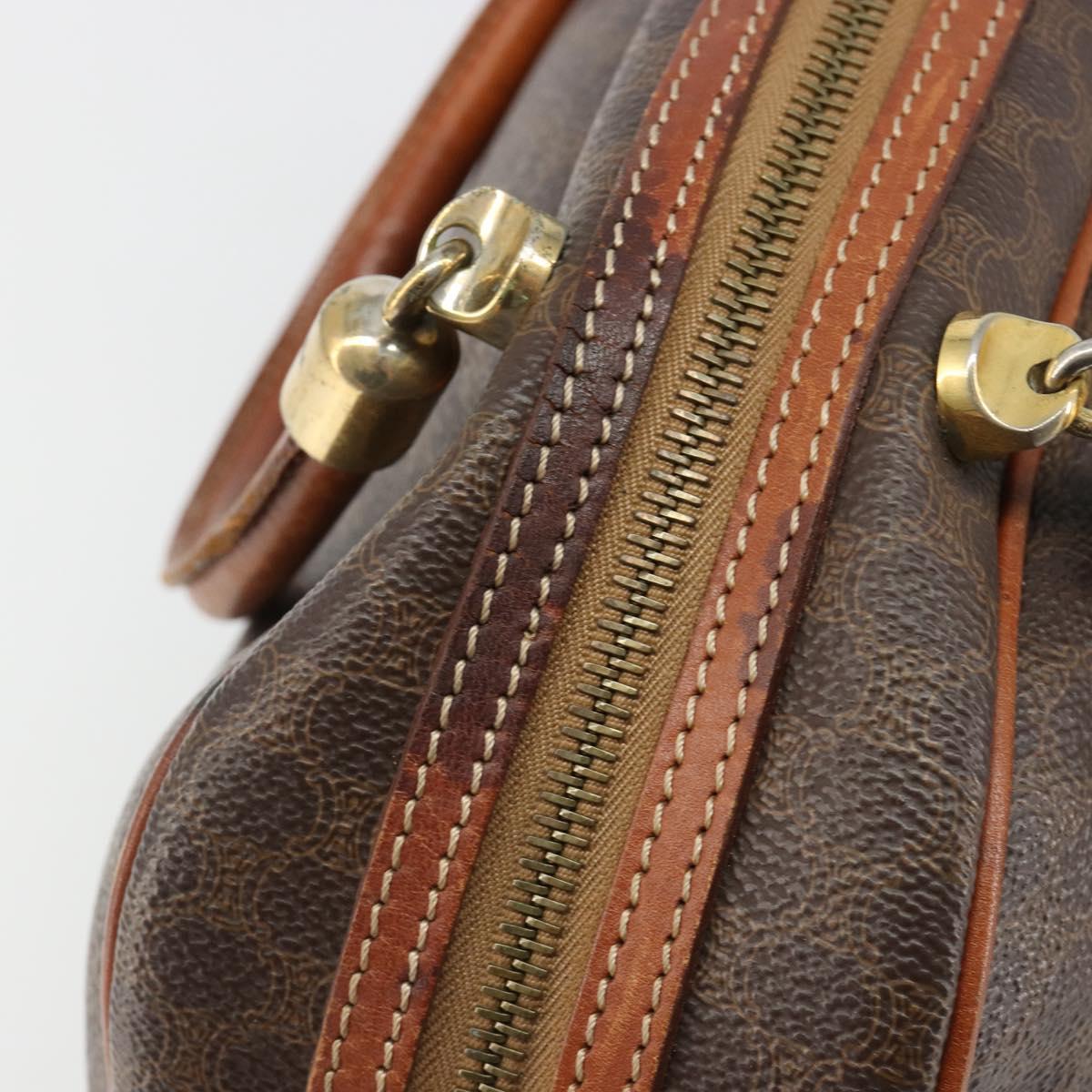 CELINE Macadam Canvas Hand Bag PVC Leather Brown Gold Auth 185533