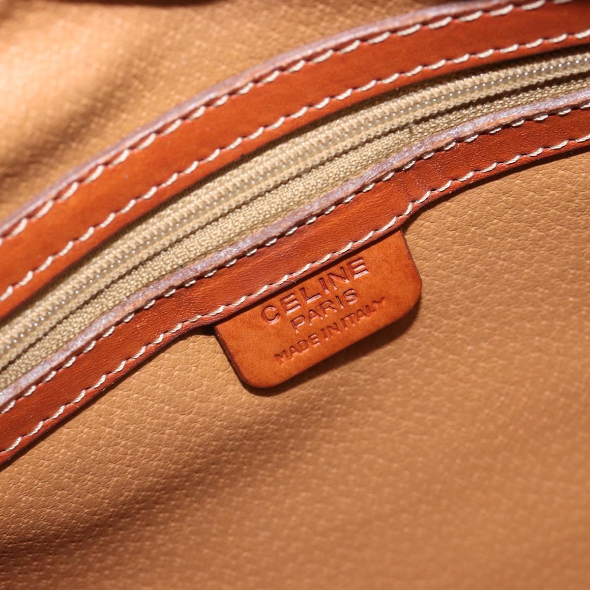 CELINE Macadam Canvas Hand Bag PVC Leather Brown Gold Auth 185533