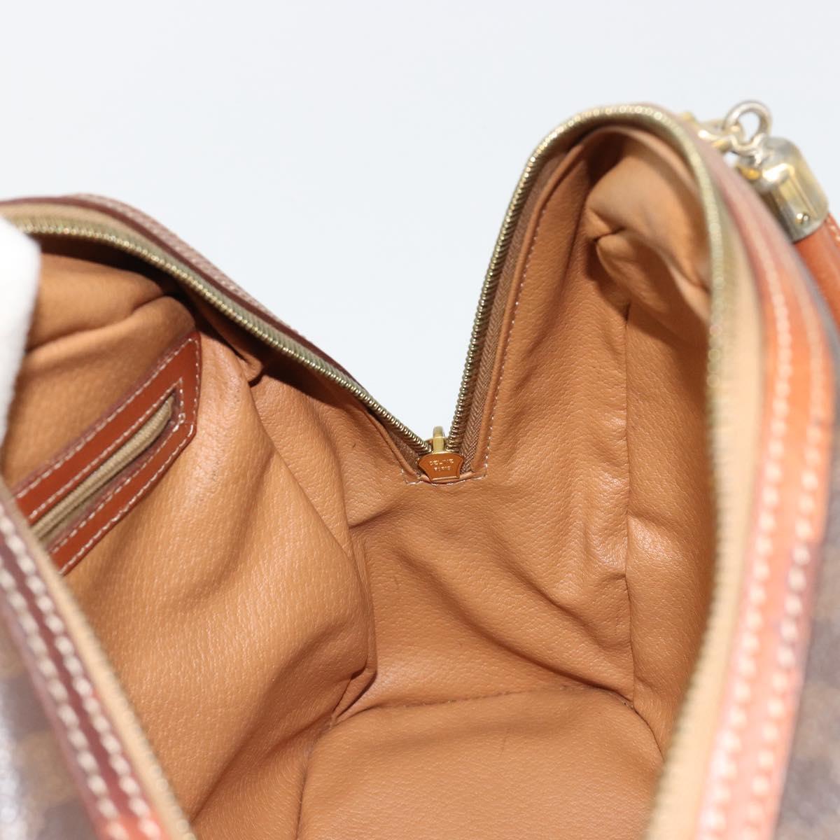 CELINE Macadam Canvas Hand Bag PVC Leather Brown Gold Auth 185533
