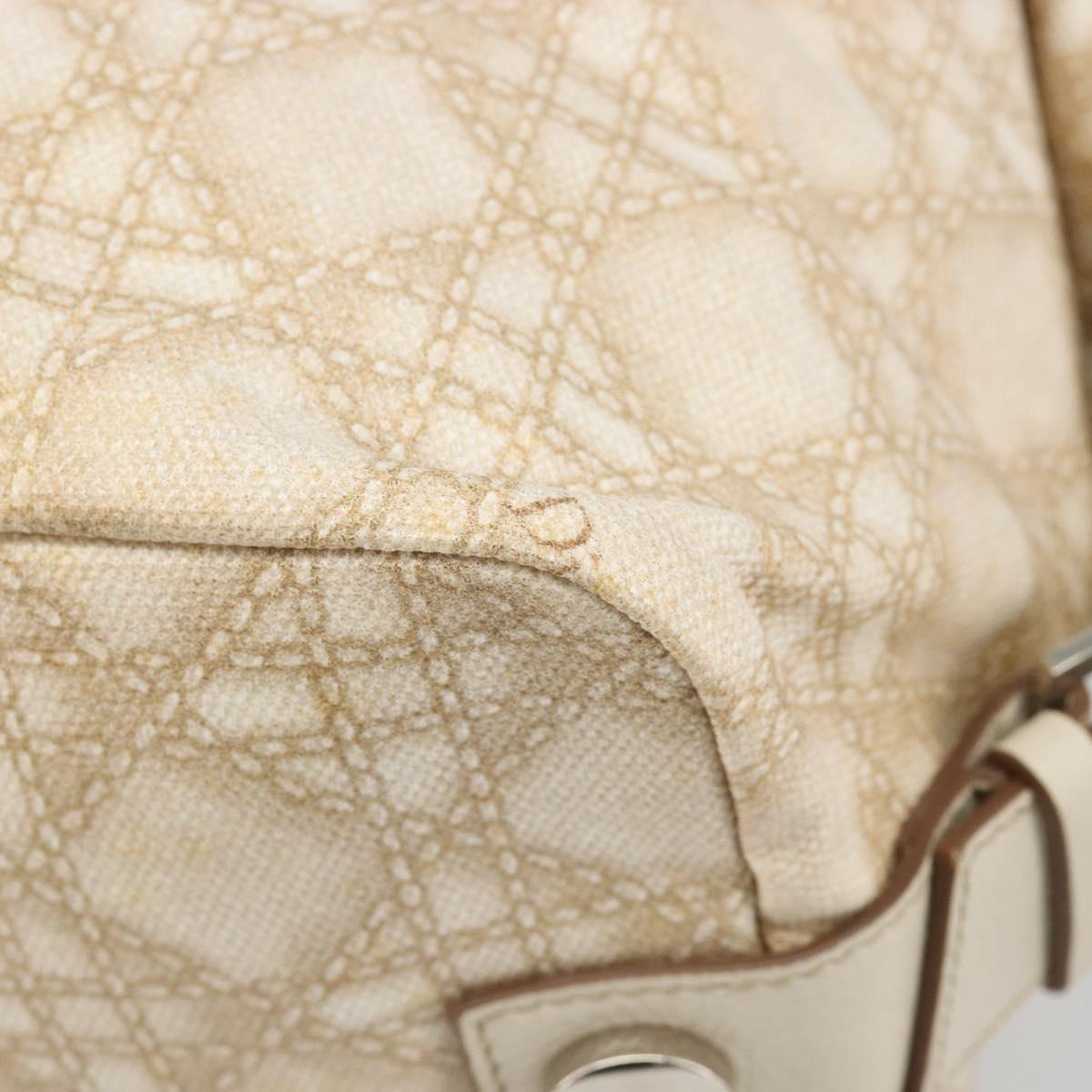 Christian Dior Panarea Hand Bag Canvas Ivory Silver Auth 185536A