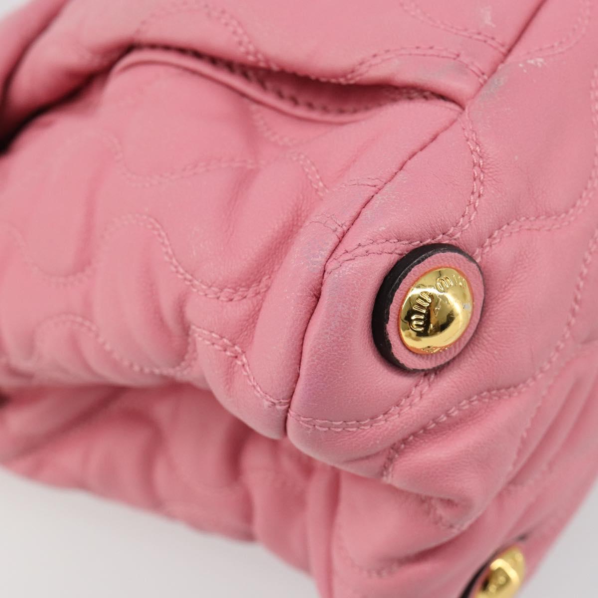 Miu Miu Hand Bag Leather Pink Gold Auth 185537