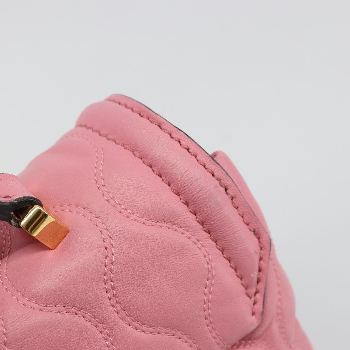 Miu Miu Hand Bag Leather Pink Gold Auth 185537
