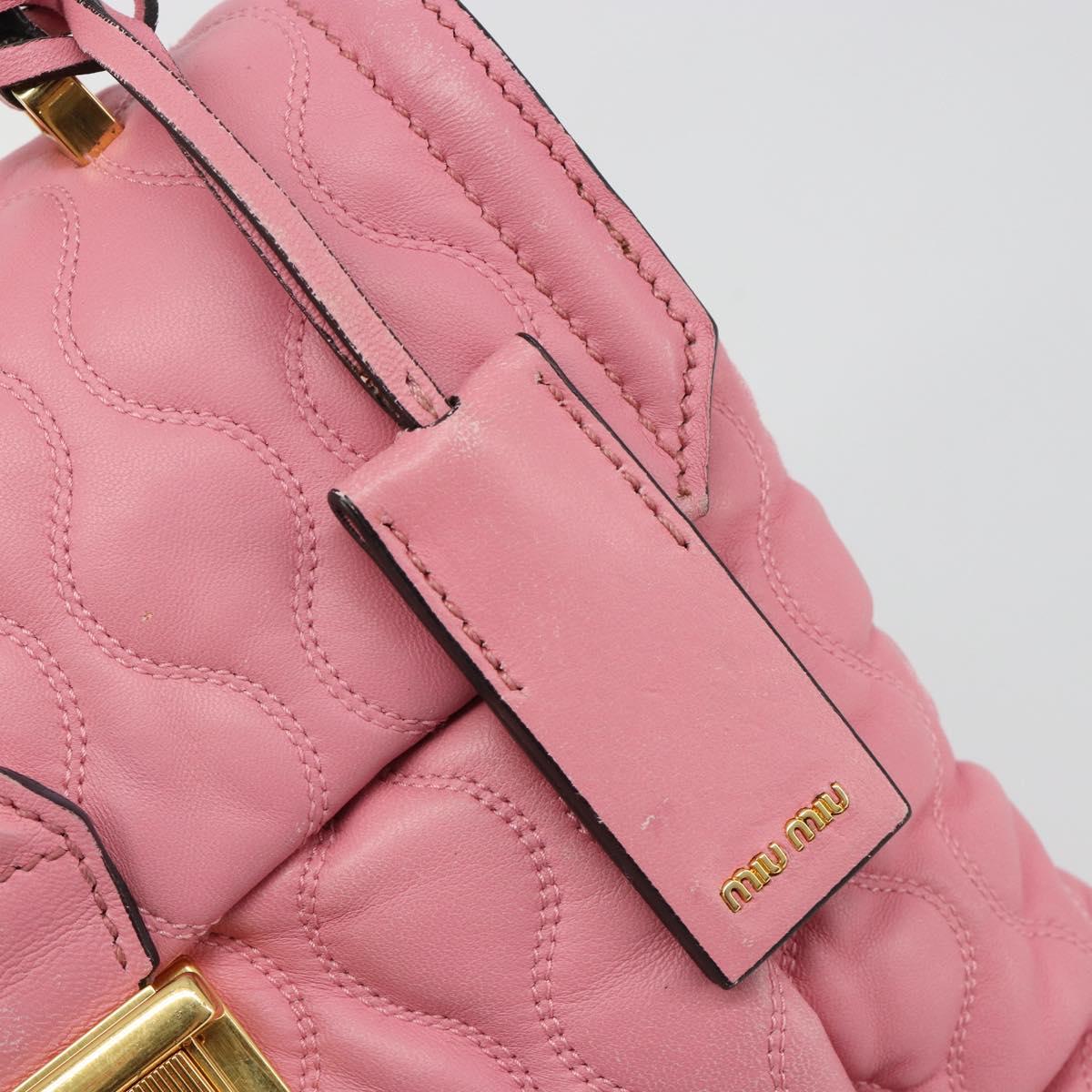 Miu Miu Hand Bag Leather Pink Gold Auth 185537