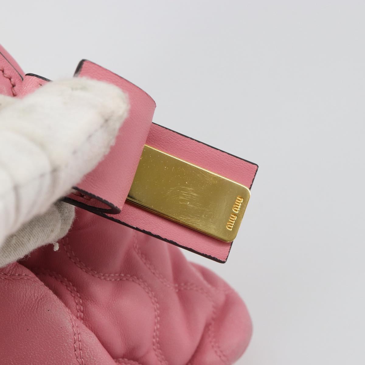 Miu Miu Hand Bag Leather Pink Gold Auth 185537