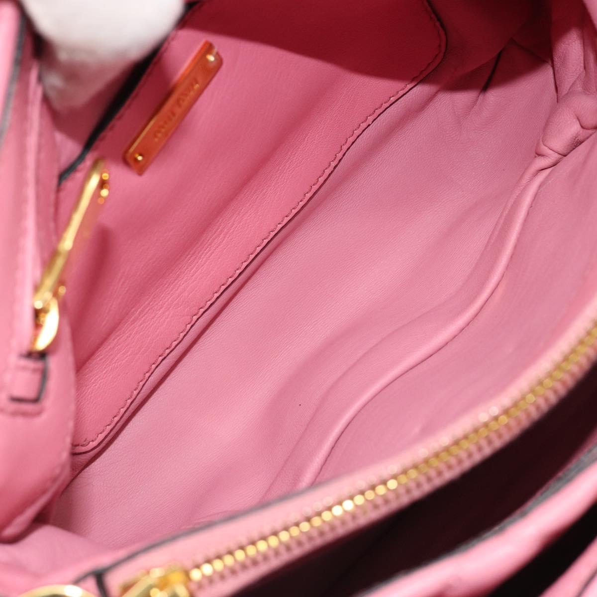 Miu Miu Hand Bag Leather Pink Gold Auth 185537