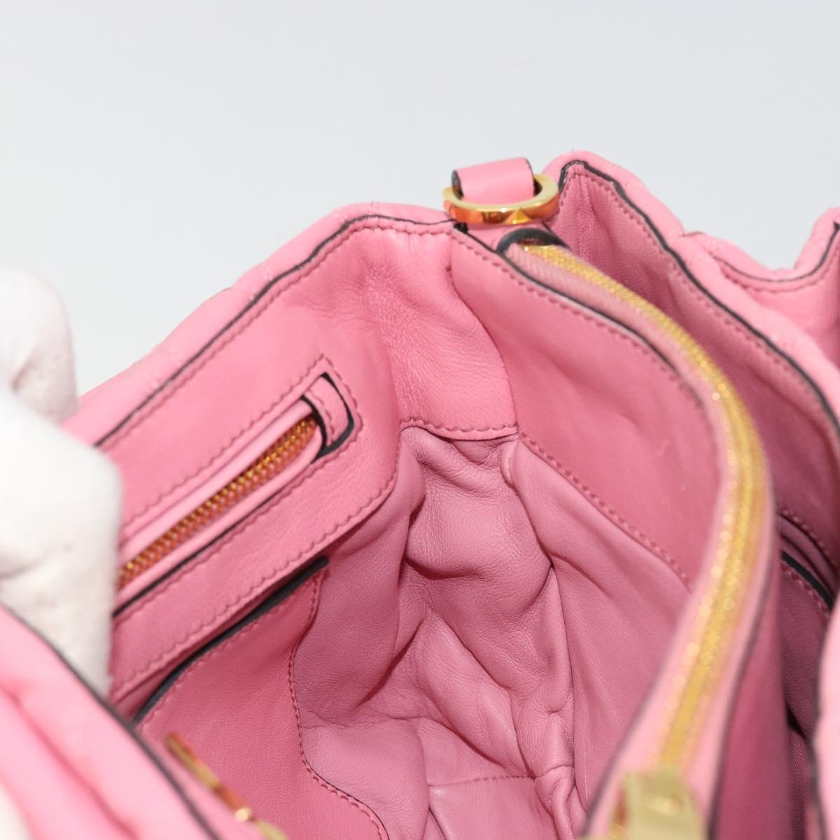 Miu Miu Hand Bag Leather Pink Gold Auth 185537