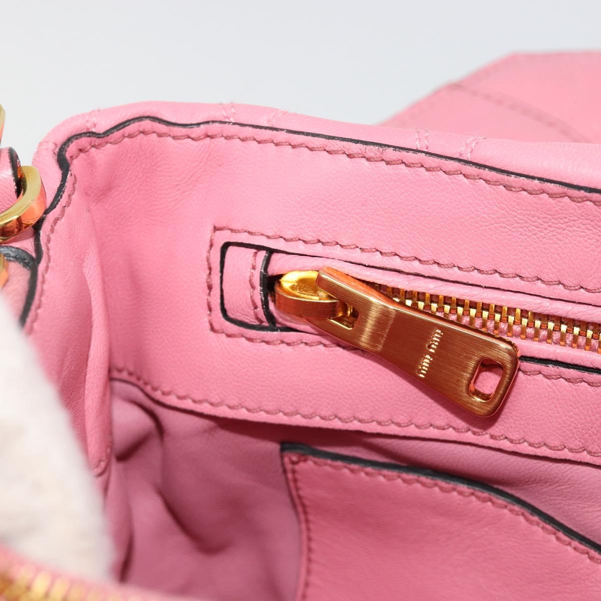 Miu Miu Hand Bag Leather Pink Gold Auth 185537