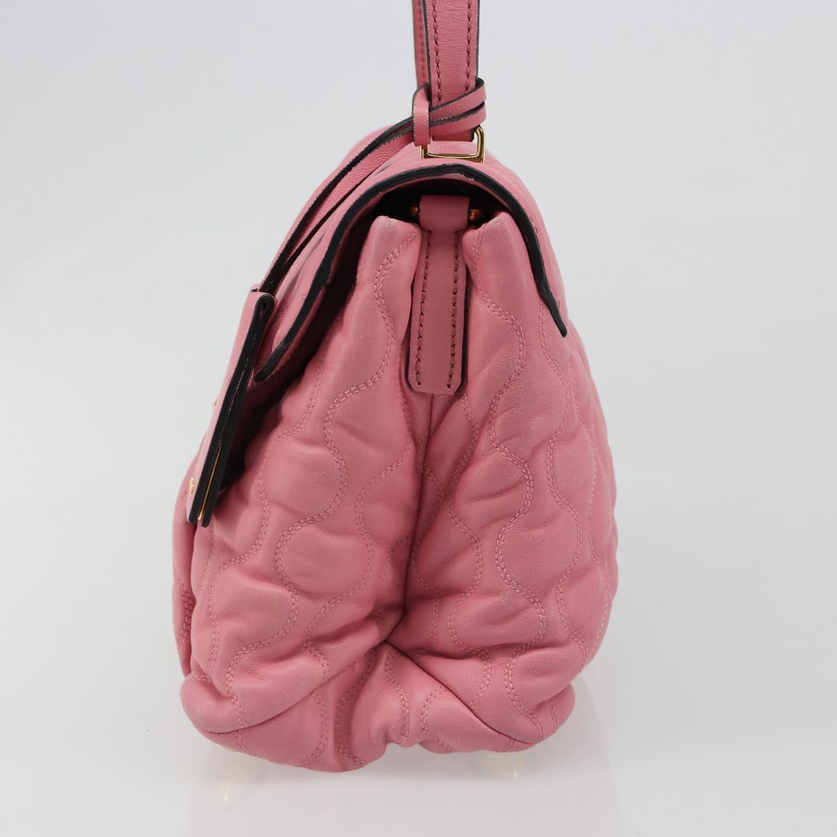 Miu Miu Hand Bag Leather Pink Gold Auth 185537