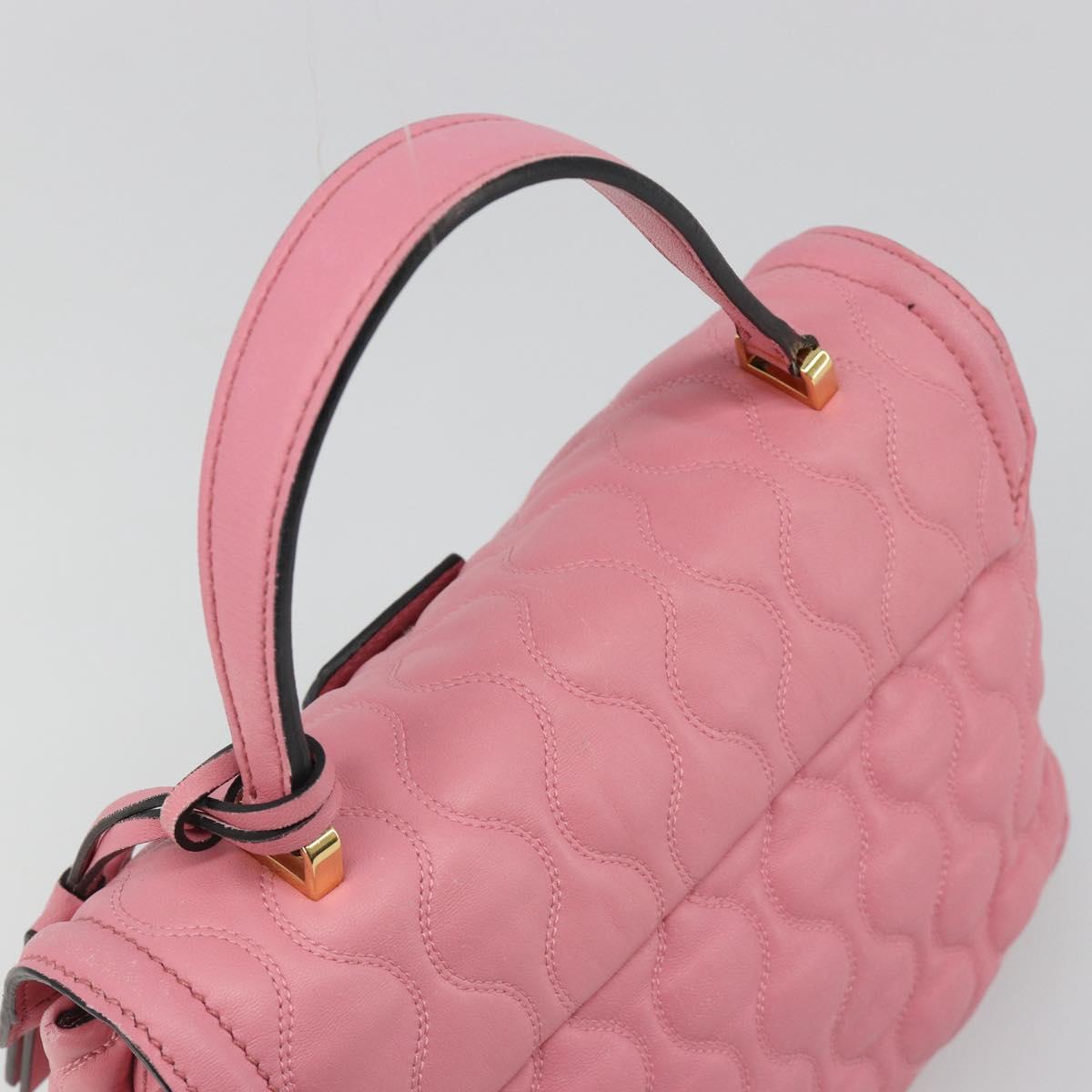 Miu Miu Hand Bag Leather Pink Gold Auth 185537
