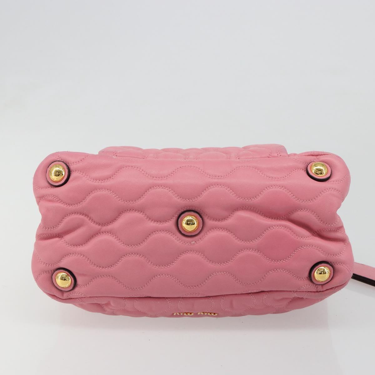 Miu Miu Hand Bag Leather Pink Gold Auth 185537