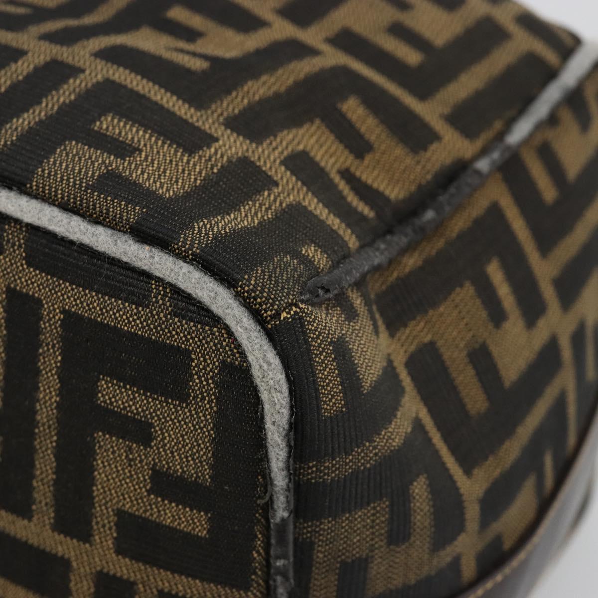 FENDI Zucca Canvas Vanity Hand Bag Black Brown Auth 185538