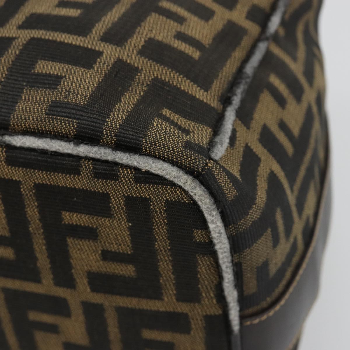 FENDI Zucca Canvas Vanity Hand Bag Black Brown Auth 185538