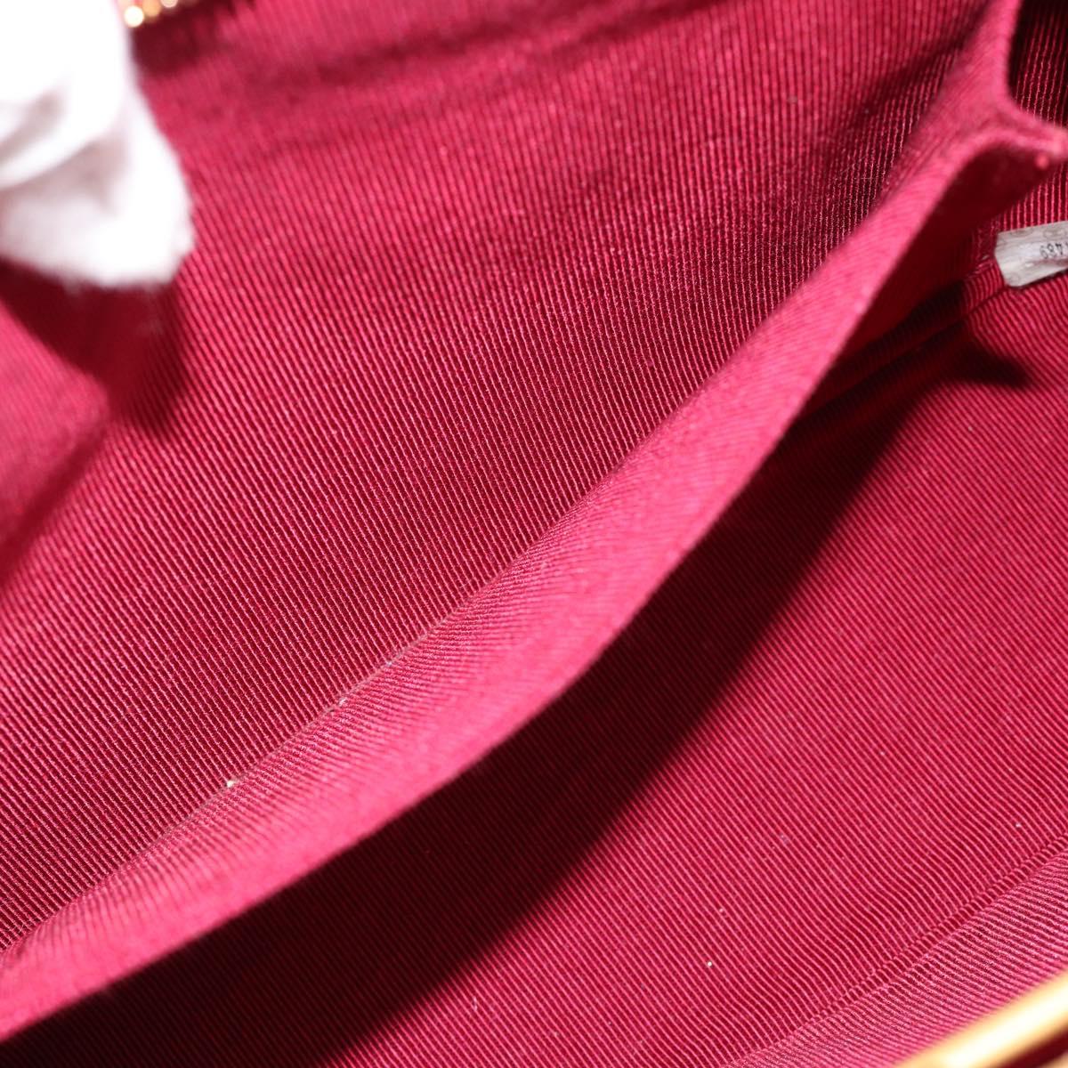 CHANEL Matelasse Chain Shoulder Bag Cotton Jersey Wine Red Gold CC Auth 185539
