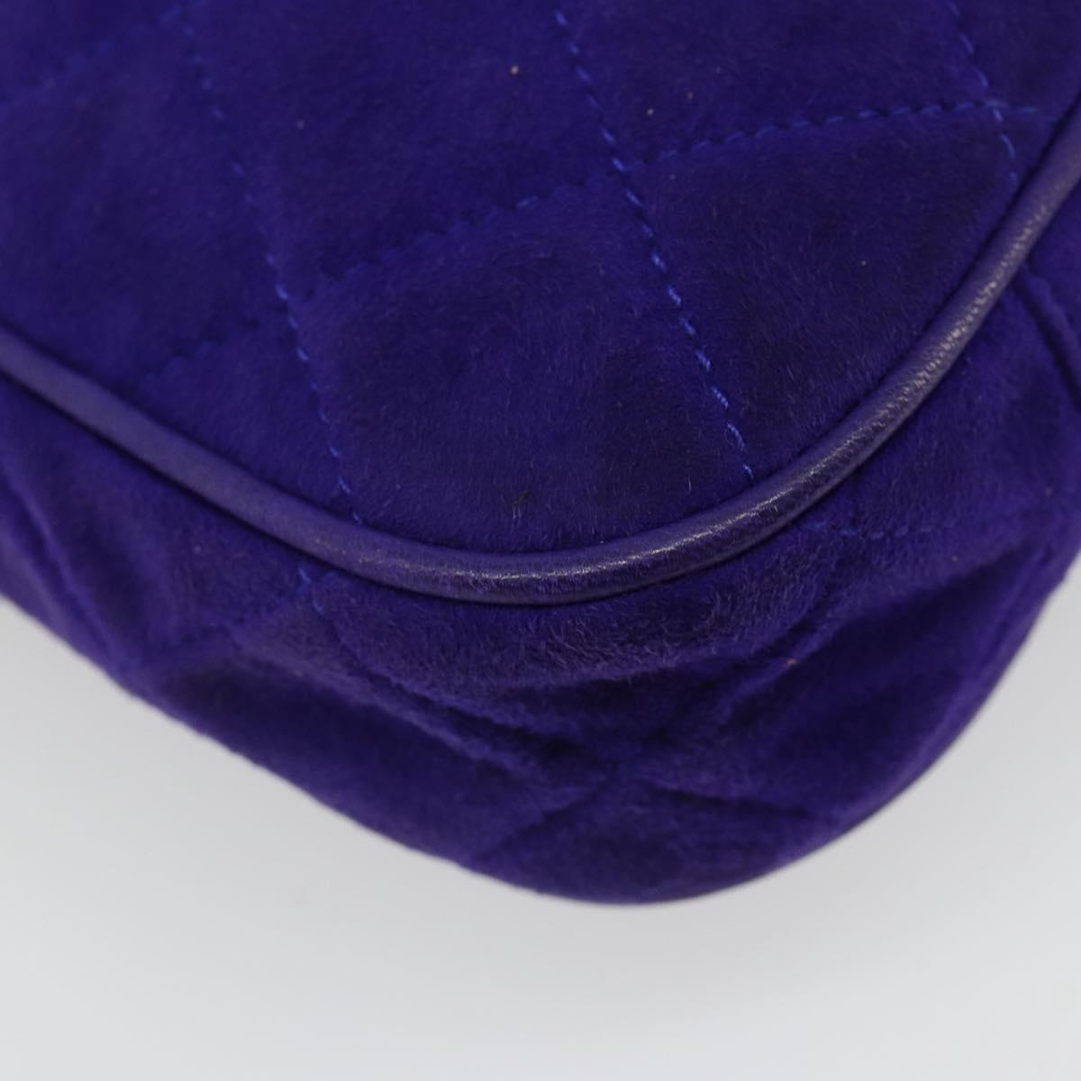 CHANEL Matelasse Chain Hand Bag Suede Purple Gold CC Auth 185540A