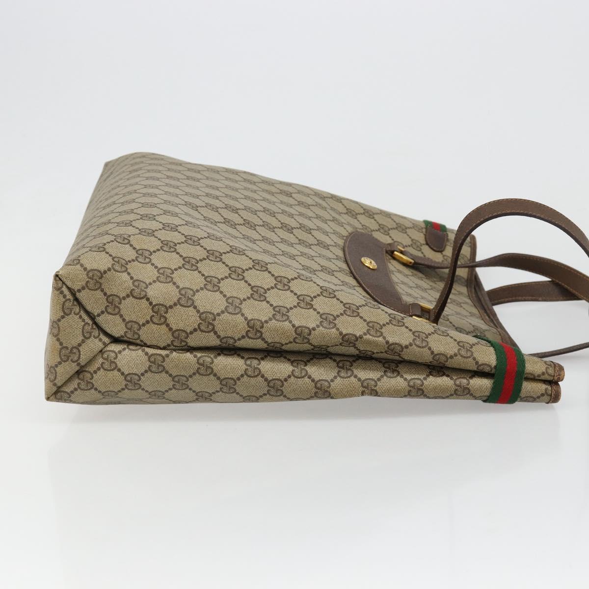 GUCCI GG Supreme Web Sherry Line Tote Bag PVC Beige Gold 39 02 091 Auth 185543