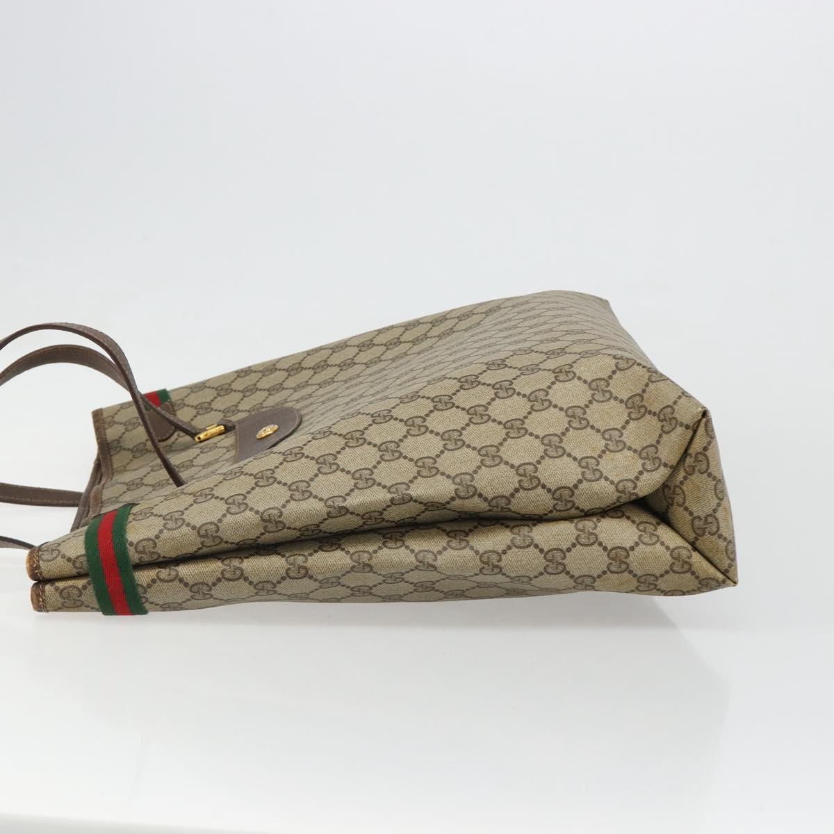 GUCCI GG Supreme Web Sherry Line Tote Bag PVC Beige Gold 39 02 091 Auth 185543