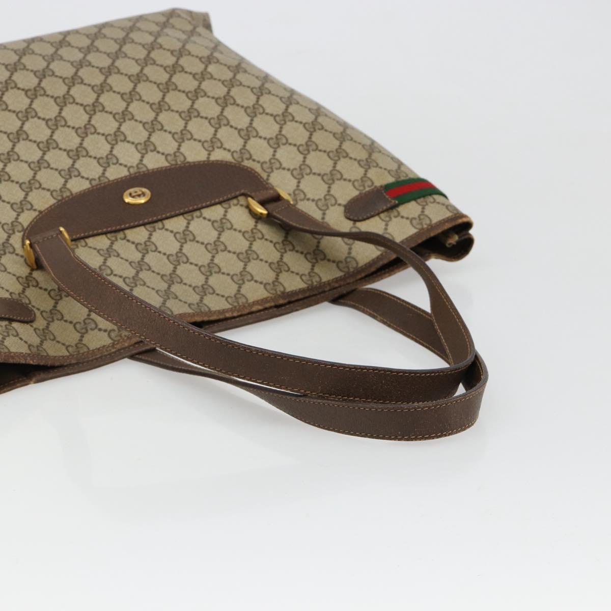GUCCI GG Supreme Web Sherry Line Tote Bag PVC Beige Gold 39 02 091 Auth 185543