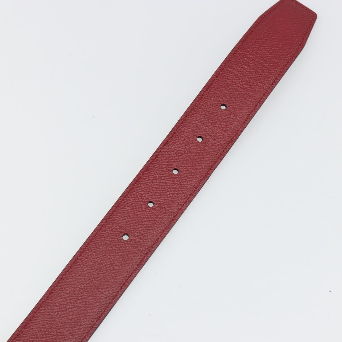 Salvatore Ferragamo Gancini Belt Leather 37.8"" Red Gold Auth 185545A