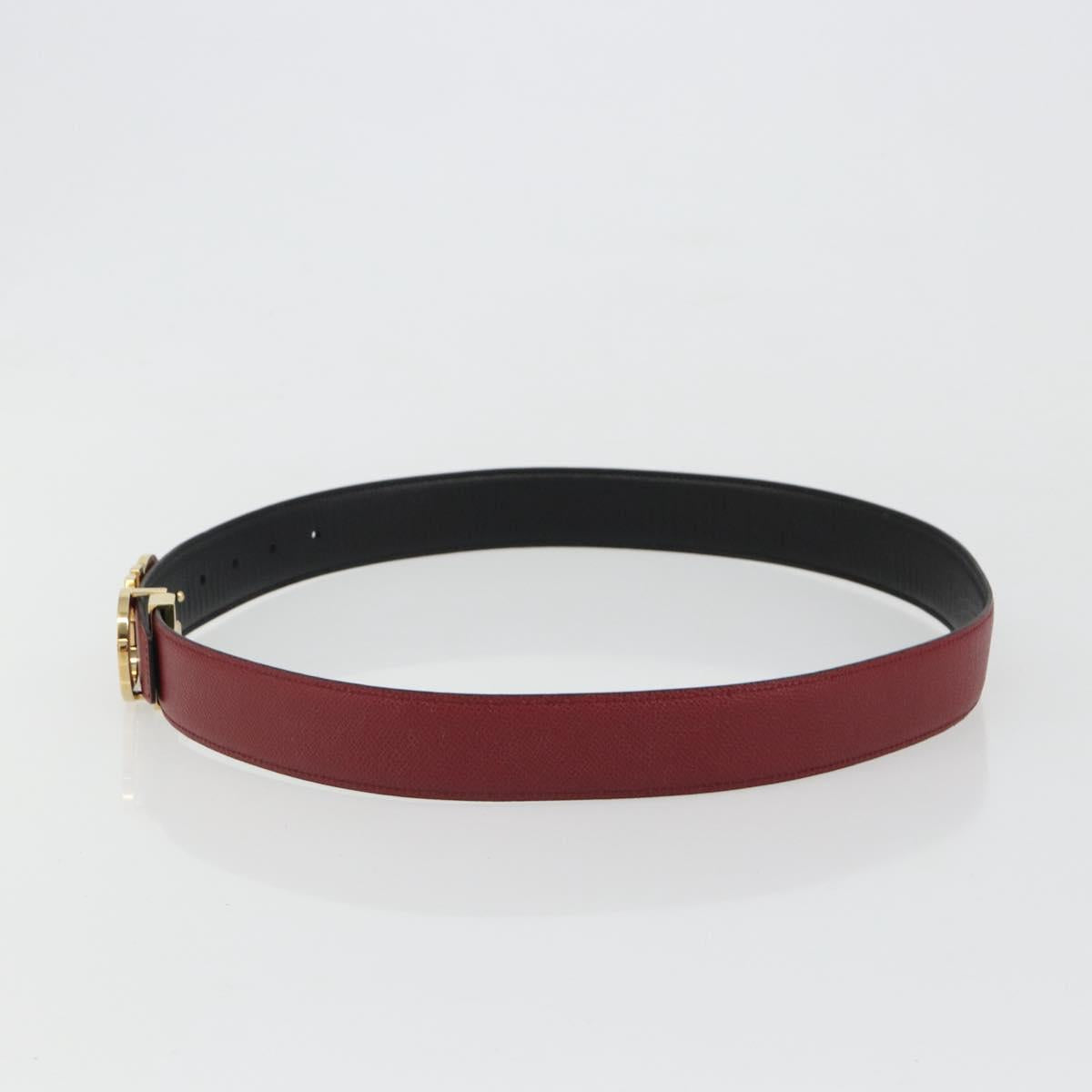 Salvatore Ferragamo Gancini Belt Leather 37.8"" Red Gold Auth 185545A
