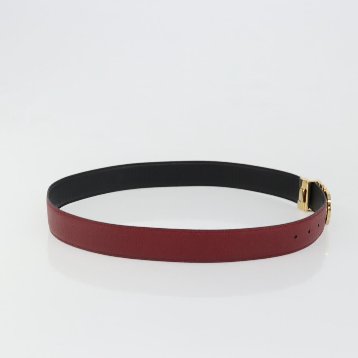 Salvatore Ferragamo Gancini Belt Leather 37.8"" Red Gold Auth 185545A