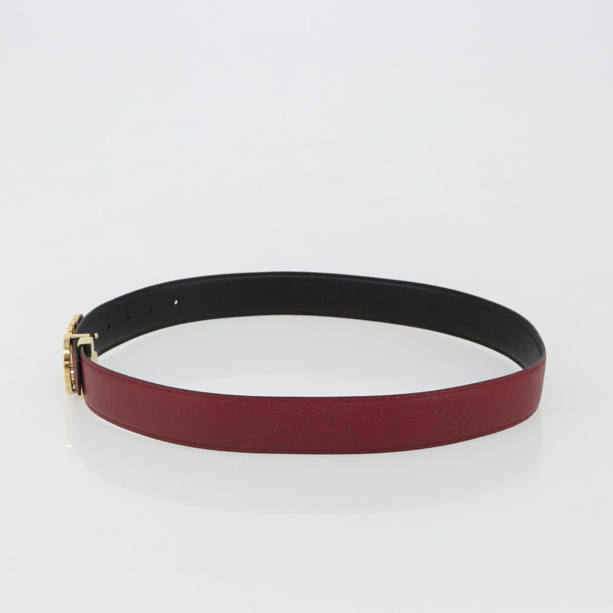 Salvatore Ferragamo Gancini Belt Leather 37.8"" Red Gold Auth 185545A