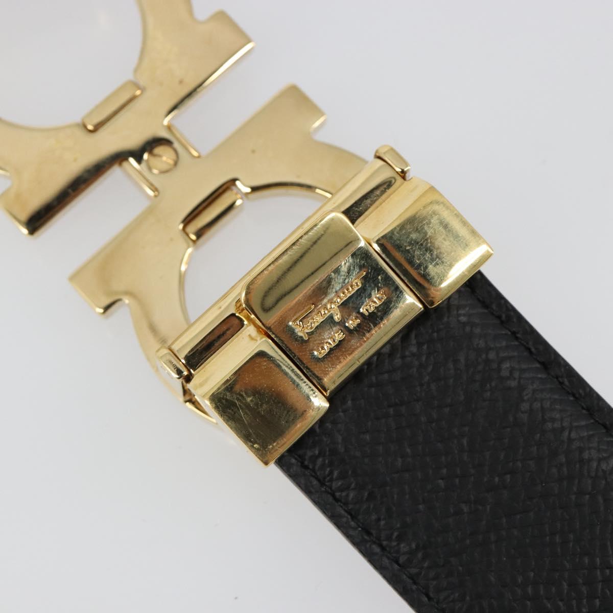 Salvatore Ferragamo Gancini Belt Leather 37.8"" Red Gold Auth 185545A