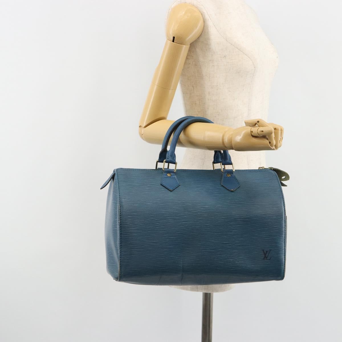 LOUIS VUITTON Epi Speedy 30 Hand Bag Toledo Blue M43005 LV Auth 185554